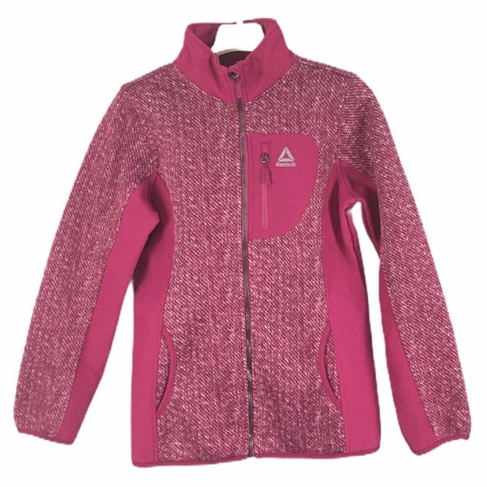 Reebok Girls Youth Size Large 14/16 Full Zip Athletic Pink Long Sleeve Jacket